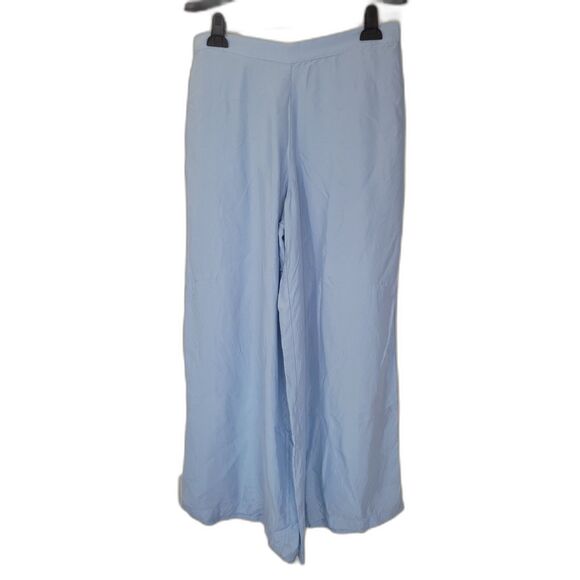 Athleta Calm Cool Silky Flowy Blue Wide Pants